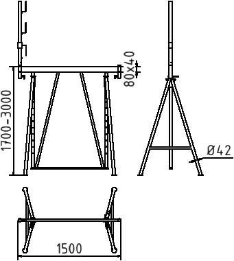 Schake Faltgerüstbock Universal U1500, Breite 1,50 m, Tragkraft 900 kg | Ausführung: braun lackiert