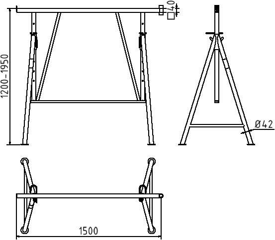 Schake Faltgerüstbock Compakt S 1500, Breite 1,50 m, Tragkraft 1500 kg, braun lackiert
