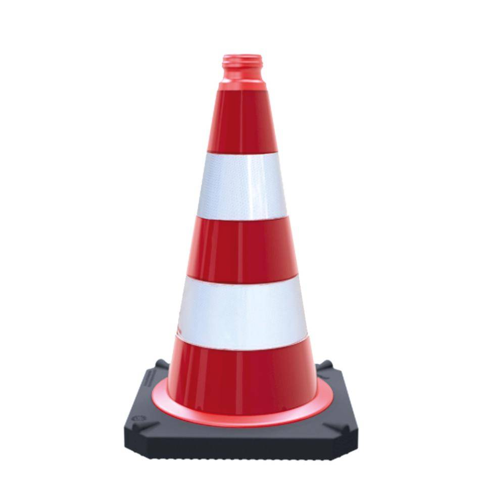 Schake Leitkegel, BAST geprüft nach TL, rot/weiß, Kunststoff, Folie Typ2, 500mm, 2,5kg
