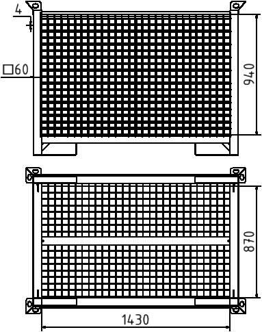 Schake 3B231 Transportbox für 35 Fußplatten 1,43m x 0,87m x 0,94m