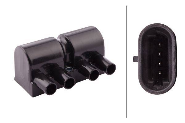 HELLA 5DA 193 175-581 Zündspule - 12V - 4-polig - Blockzündspule - geschraubt