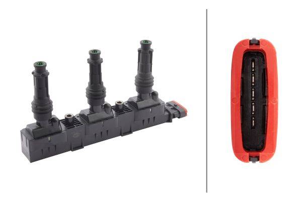 HELLA 5DA 193 175-471 Zündspule - 12V - 5-polig - inkl. Zündkerzenstecker - geschraubt