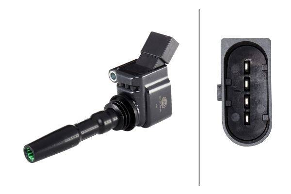 HELLA 5DA 193 175-951 Zündspule - 12V - 4-polig - Kerzenschachtzündspule - geschraubt