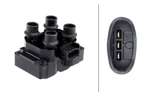 HELLA 5DA 193 175-401 Zündspule - 12V - 3-polig - Blockzündspule - geschraubt - mit integriertem Sch