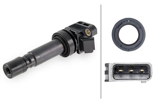 HELLA 5DA 358 057-331 Zündspule - 12V - 3-polig - Kerzenschachtzündspule - geschraubt