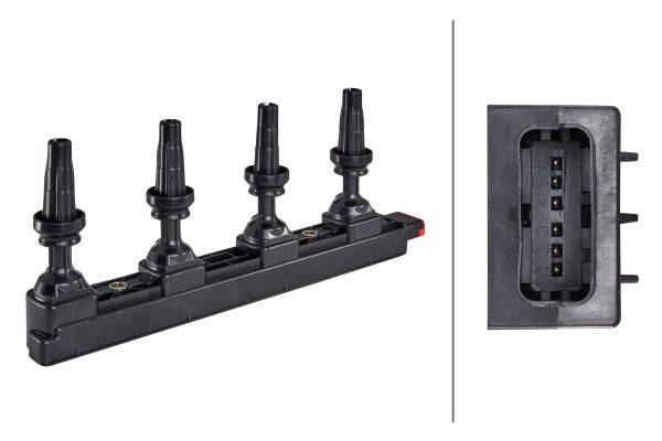 HELLA 5DA 358 057-861 Zündspule - 6-polig - Zündspulenleiste - geschraubt