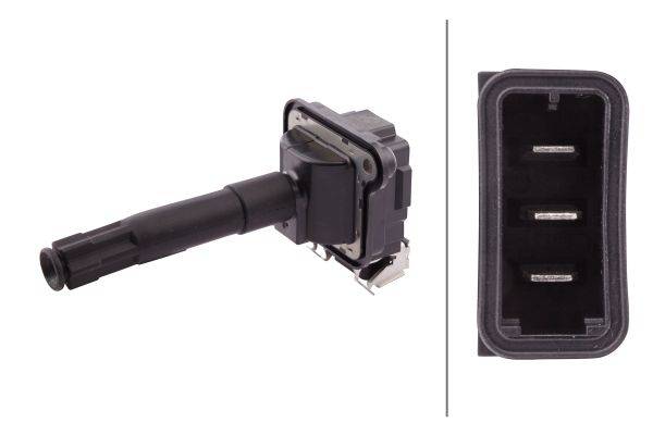 HELLA 5DA 358 000-051 Zündspule - 12V - 3-polig - inkl. Zündkerzenstecker/Kerzenschachtzündspule - g