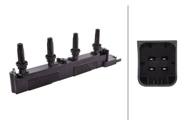 HELLA 5DA 358 000-891 Zündspule - 12V - 4-polig - Blockzündspule - geschraubt