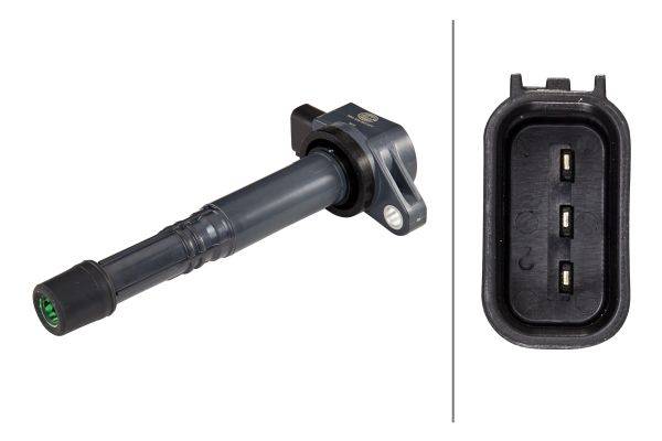 HELLA 5DA 358 057-371 Zündspule - 12V - 3-polig - Kerzenschachtzündspule - geschraubt