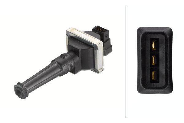 HELLA 5DA 230 035-071 Zündspule - 3-polig - Kerzenschachtzündspule - geklemmt