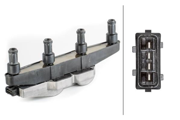 HELLA 5DA 230 035-091 Zündspule - 4-polig - Zündspulenleiste - geschraubt