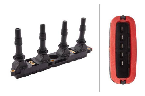 HELLA 5DA 358 000-041 Zündspule - 12V - 5-polig - Blockzündspule - geschraubt