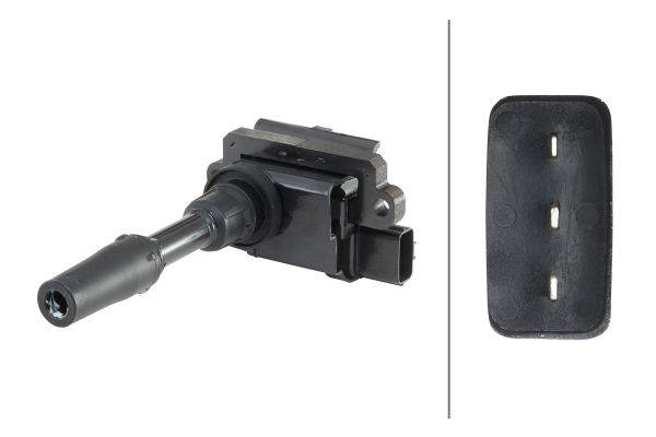 HELLA 5DA 358 000-661 Zündspule - 12V - 3-polig - Kerzenschachtzündspule - geschraubt