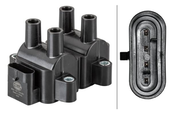 HELLA 5DA 193 175-391 Zündspule - 12V - 4-polig - Blockzündspule - geschraubt