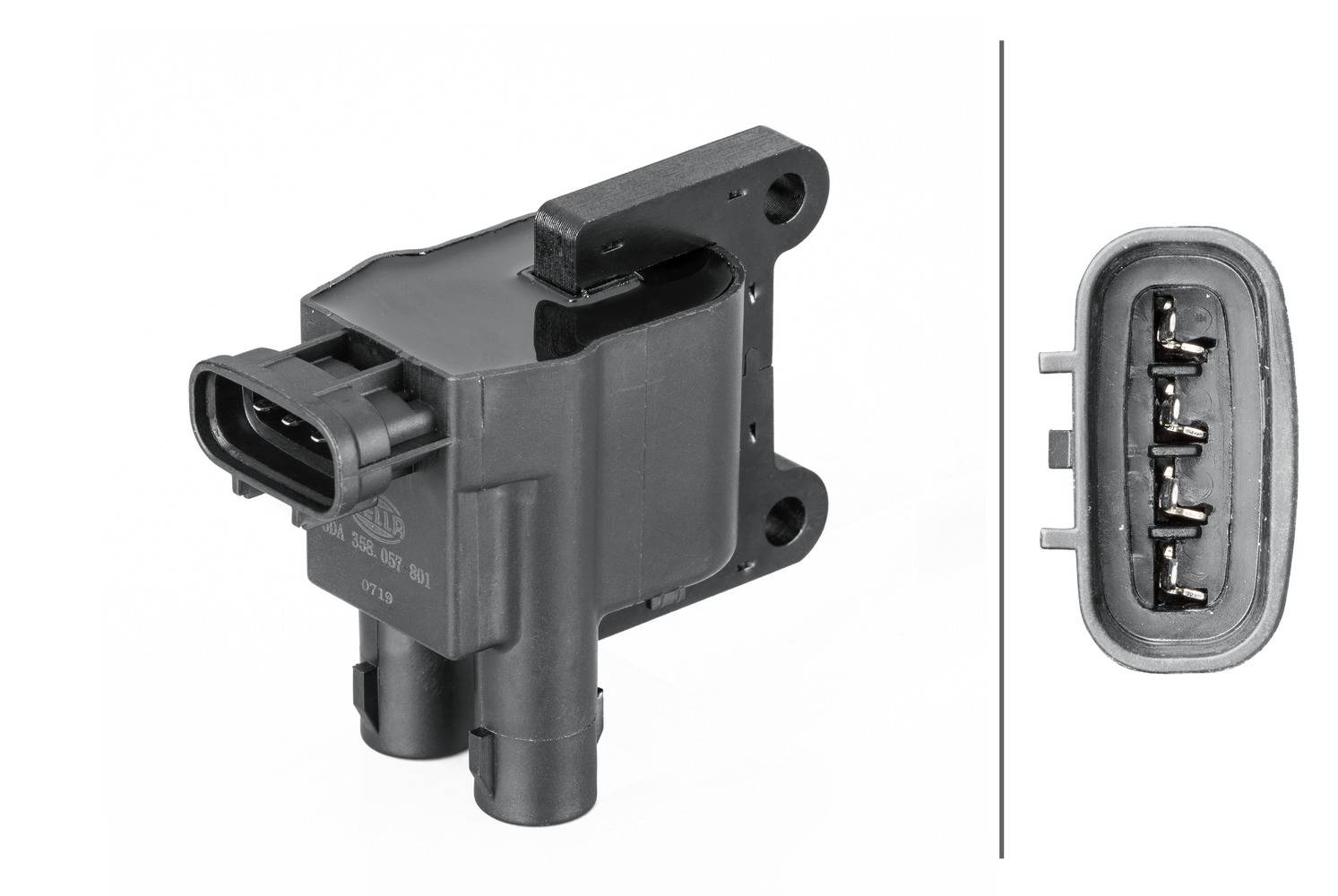 HELLA 5DA 358 057-801 Zündspule - 4-polig - Doppelzündspule - geschraubt