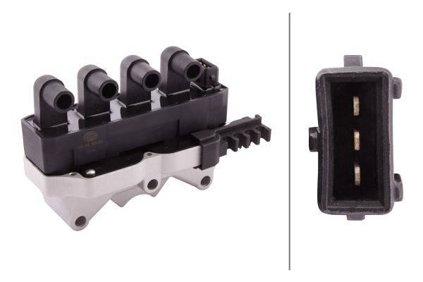 HELLA 5DA 358 000-491 Zündspule - 12V - 3-polig - Blockzündspule - geschraubt