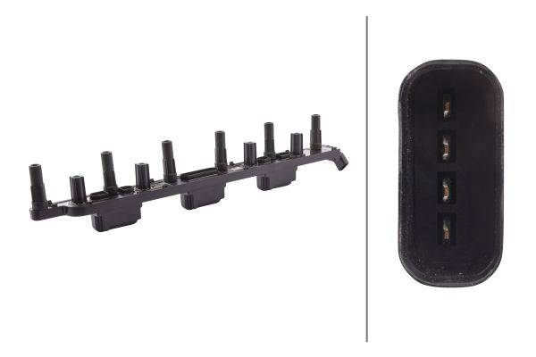 HELLA 5DA 230 035-471 Zündspule - 4-polig - Zündspulenleiste - geklemmt