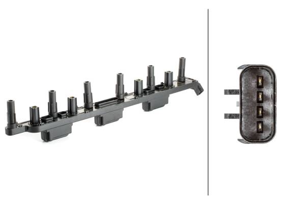 HELLA 5DA 230 035-471 Zündspule - 4-polig - Zündspulenleiste - geklemmt