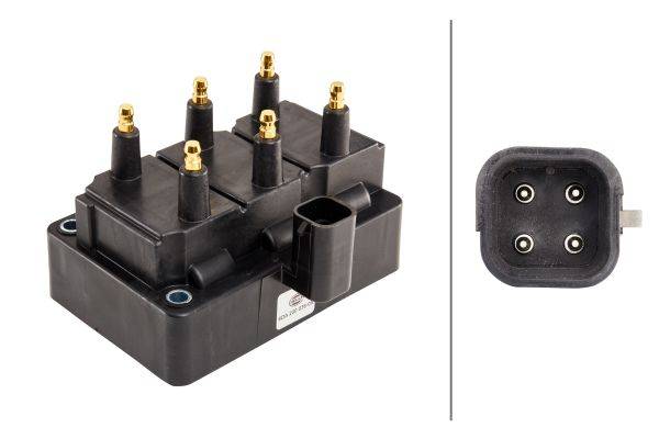 HELLA 5DA 230 036-051 Zündspule - 4-polig - Blockzündspule - geschraubt