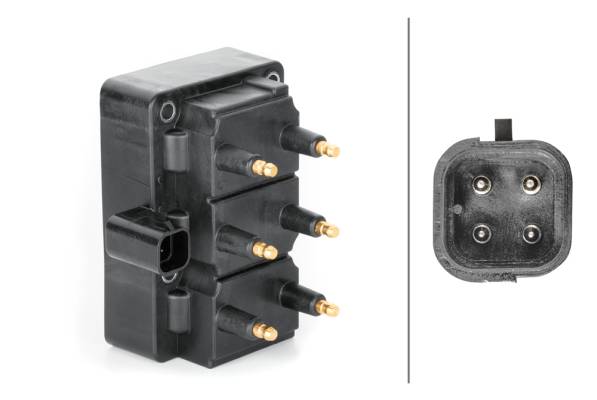 HELLA 5DA 230 036-051 Zündspule - 4-polig - Blockzündspule - geschraubt