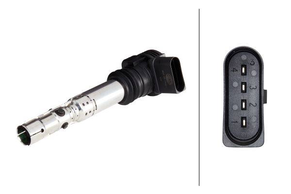 HELLA 5DA 193 175-911 Zündspule - 12V - 4-polig - Kerzenschachtzündspule - gesteckt