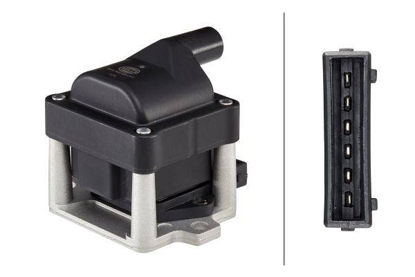HELLA 5DA 358 000-711 Zündspule - 12V - 6-polig - Verteilerzündspule - geschraubt