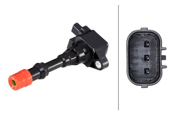 HELLA 5DA 358 000-091 Zündspule - 12V - 3-polig - Kerzenschachtzündspule - geschraubt