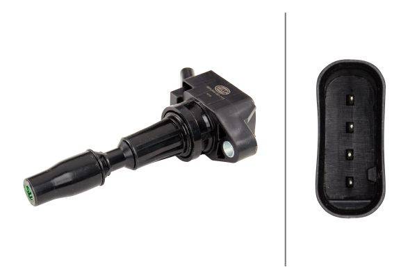 HELLA 5DA 358 057-711 Zündspule - 4-polig - Kerzenschachtzündspule - geschraubt