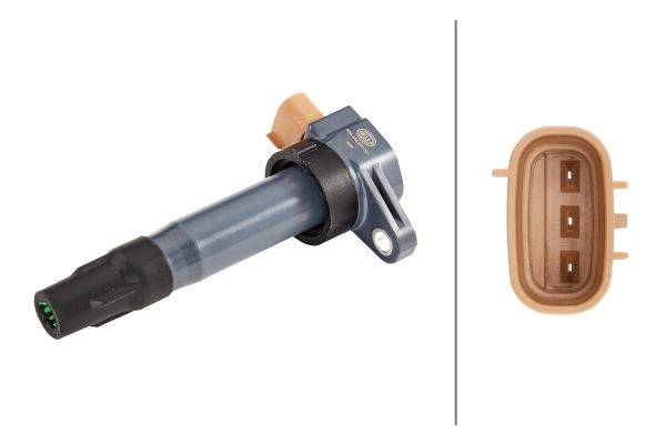 HELLA 5DA 358 057-701 Zündspule - 3-polig - Kerzenschachtzündspule - geschraubt