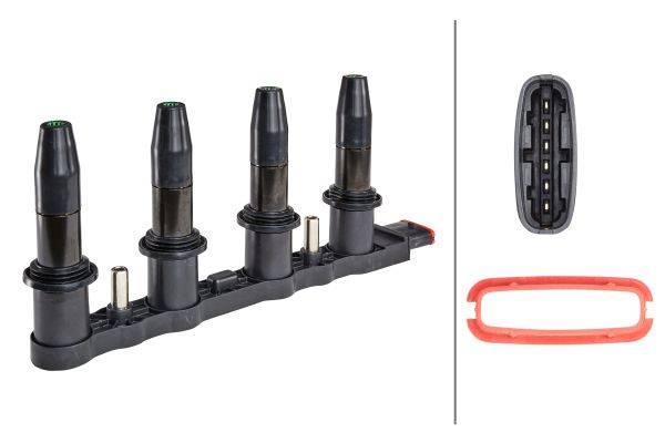 HELLA 5DA 193 175-331 Zündspule - 12V - 6-polig - Blockzündspule - geschraubt