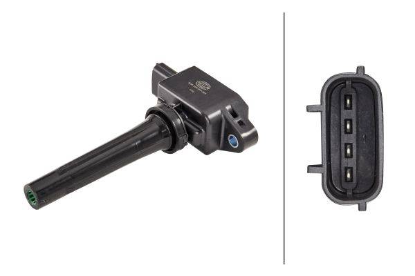 HELLA 5DA 358 057-591 Zündspule - 4-polig - Kerzenschachtzündspule - geschraubt