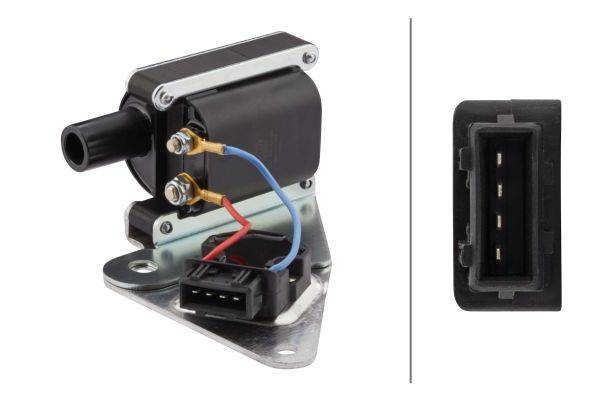 HELLA 5DA 358 000-101 Zündspule - 12V - 4-polig - Verteilerzündspule - geschraubt