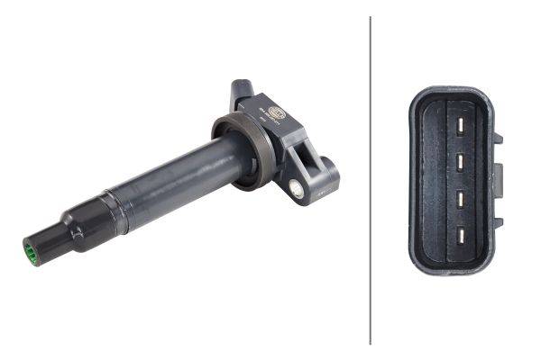 HELLA 5DA 358 057-211 Zündspule - 4-polig - Kerzenschachtzündspule - geschraubt