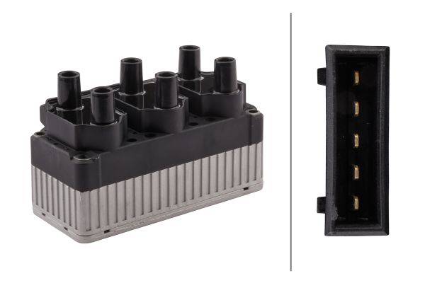 HELLA 5DA 358 057-091 Zündspule - 12V - 5-polig - geschraubt