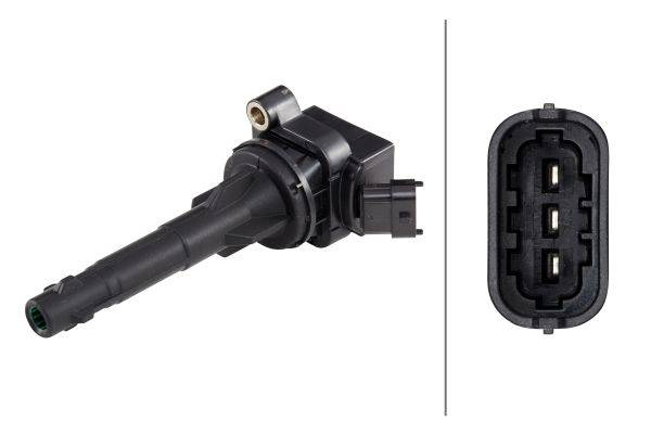 HELLA 5DA 358 000-921 Zündspule - 12V - 3-polig - Kerzenschachtzündspule - geschraubt