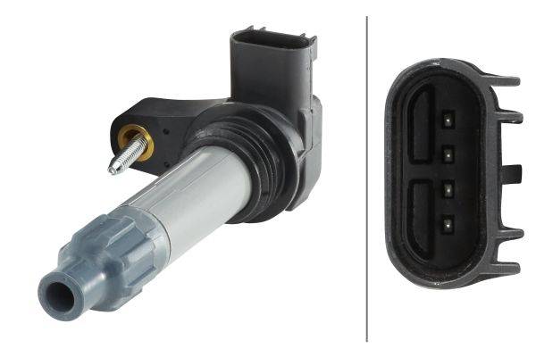 HELLA 5DA 230 036-181 Zündspule - 4-polig - Kerzenschachtzündspule - geschraubt