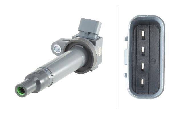 HELLA 5DA 358 057-121 Zündspule - 12V - 4-polig - Kerzenschachtzündspule - geschraubt