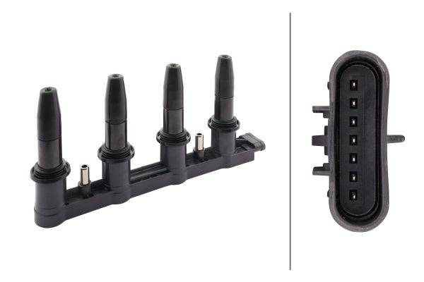 HELLA 5DA 358 000-231 Zündspule - 12V - 7-polig - Blockzündspule - geschraubt