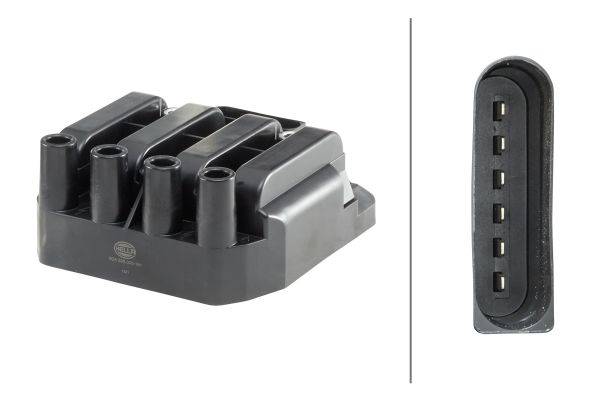 HELLA 5DA 358 000-181 Zündspule - 12V - 6-polig - Blockzündspule - geschraubt