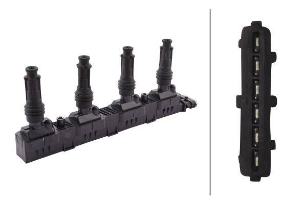HELLA 5DA 193 175-861 Zündspule - 12V - 6-polig - inkl. Zündkerzenstecker - geschraubt