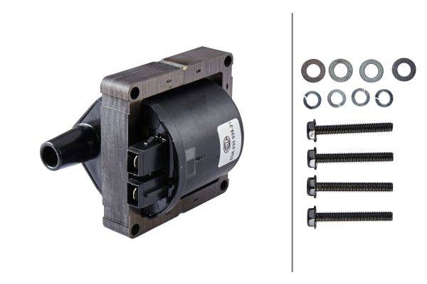 HELLA 5DA 230 035-211 Zündspule - 2-polig - Zündspule zum Verteiler - geschraubt - mit Zubehör