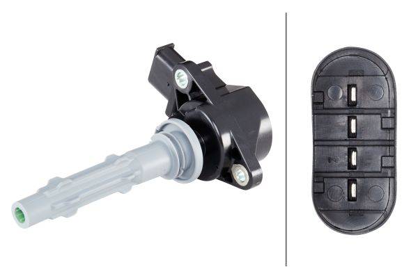 HELLA 5DA 358 000-671 Zündspule - 12V - 4-polig - Kerzenschachtzündspule - geschraubt