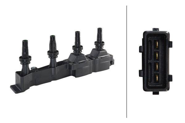 HELLA 5DA 193 175-461 Zündspule - 12V - 4-polig - inkl. Zündkerzenstecker - geschraubt