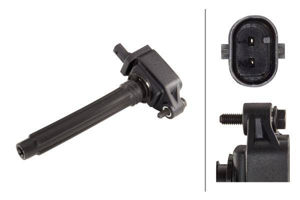 HELLA 5DA 230 036-491 Zündspule - 2-polig - Kerzenschachtzündspule - geschraubt