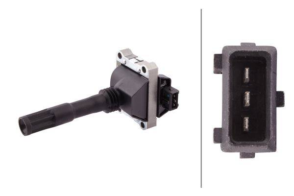 HELLA 5DA 193 175-671 Zündspule - 12V - 3-polig - Kerzenschachtzündspule - geschraubt