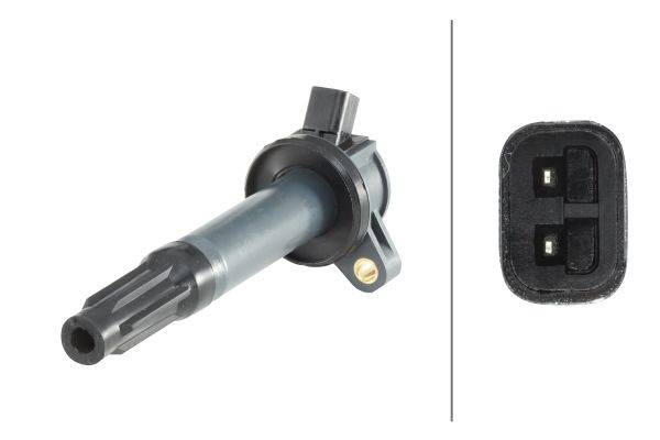 HELLA 5DA 230 035-871 Zündspule - 2-polig - Kerzenschachtzündspule - geschraubt