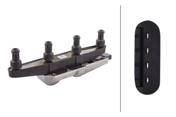 HELLA 5DA 230 035-101 Zündspule - 4-polig - Zündspulenleiste - geschraubt