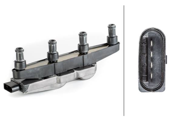 HELLA 5DA 230 035-101 Zündspule - 4-polig - Zündspulenleiste - geschraubt