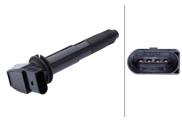 HELLA 5DA 358 057-981 Zündspule - 4-polig - Kerzenschachtzündspule - geschraubt