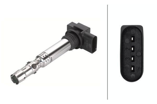 HELLA 5DA 193 175-901 Zündspule - 12V - 4-polig - Kerzenschachtzündspule - gesteckt